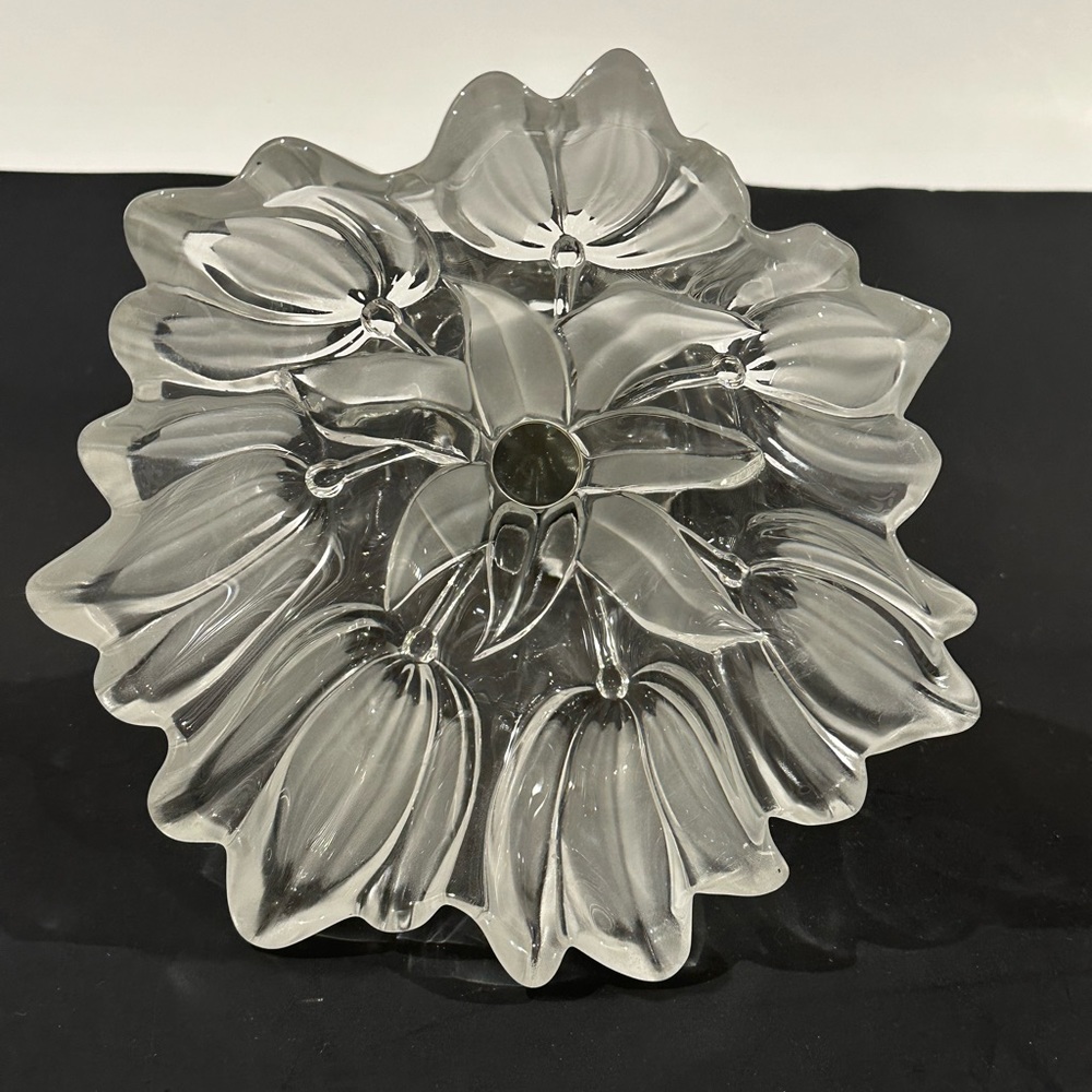 Mikasa Crystal Pedestal Tulips Satin Frosted Glass Footed Bowl 7" - Picture 7 of 9